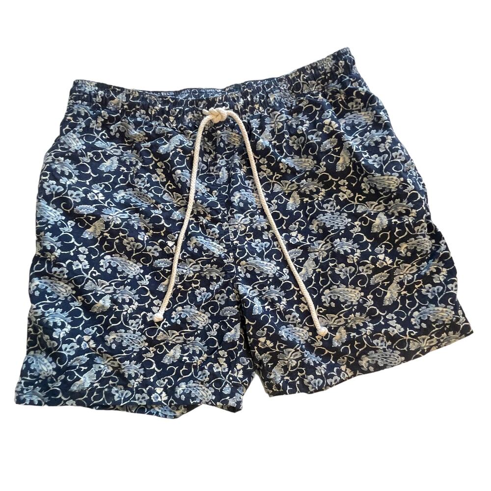 J. McLaughlin Swim Trunks Mens XL Navy Paisley Floral Swimming Board Shorts